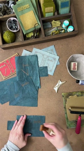 Block printing the last few needle book and hook book covers 📚🪡