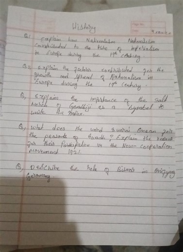 Q1. Explain how Nationalism contributed to the rise of imperial... | Filo