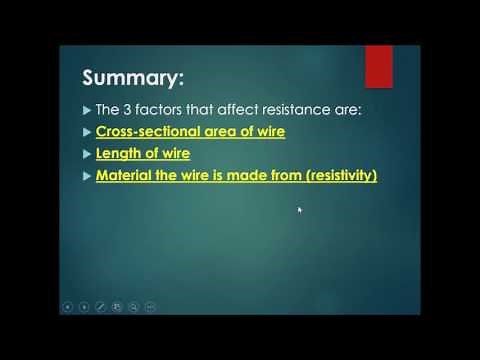 Chapter 15 Current Electricity Part 6 - Resistivity Formula (R = pl/A)