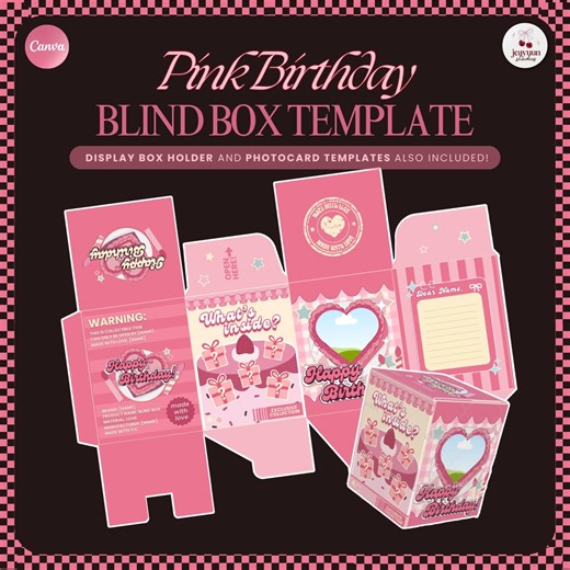 Printable Blind Box Template With Display Stand (birthday Edition) I DIY Gift Editable in Canva - Etsy