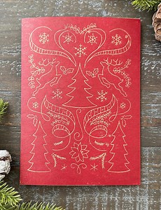 Christmas Cards, Christmas Pattern Linocut Print, Set of 8 Cards - Etsy UK