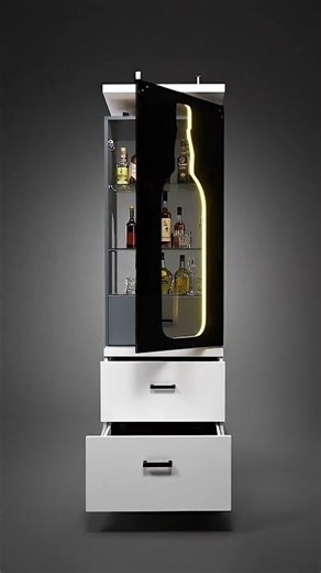Modern Bar Unit with Black Tinted Cabinet | Unique Bar Cabinet Design 3D #shorts