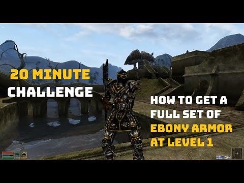 Morrowind Full Ebony Armor Set at Level 1 - No Exploits