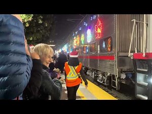 Caltrain holiday train arriving Santa Clara