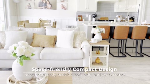 GREEN PARTY Coffee Tables for Living Room, Simple Wooden Stable Coffee Table with Shelf,Open Storage Space with Large Capacity Coffee Table,40 Inches, Ivory White