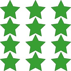 LiteMark Removable Matte Finish Yellow Green 4 Inch Star Decal Stickers, for Floors, Walls, Laptops, and Smooth Surfaces, (Pack of 12 Stars)