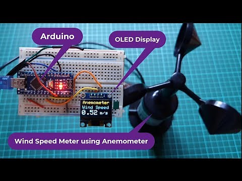 Measure Wind Speed using NPN Pulse Output Anemometer, Arduino, & OLED Display