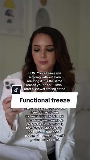 Two words: functional freeze. This is something I see all too often with my overachieving, tired, burnt out, and anxious clients. We go into this freeze response after years of stress. At some point - consistent fight or flight doesn't work. The problem is, at least with my clients, life sort of