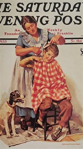 Harold Anderson produced this Saturday Evening Post cover for a 1933 edition. #barbershop