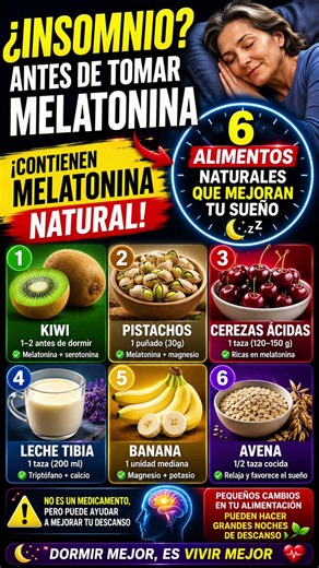 😴 6 alimentos que activan tu melatonina natural y mejoran el sueño #shorts