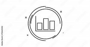 bar chart animated outline icon with alpha channel. bar chart rotation appearance 4k video animation for web, mobile and ui design