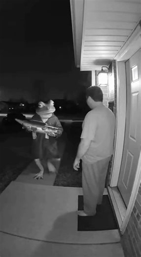 Frogman largemouth bass bazooka launcher face. #ringdoorbell #aivideo #sora #frog #lizard