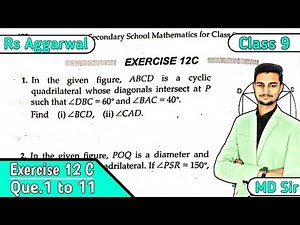 Exercise 12c Q1 to Q11 | Class 9 Chapter 12 | Circles | Rs Aggarwal | Md Sir class 9