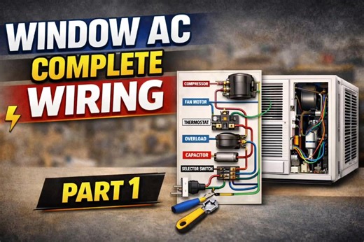 Window AC Complete Wiring Tutorial 👌 | Beginners Guide | Part 1 #acwiring #acrepair #windowac #fyp #foryou