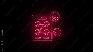 Neon Planning icon on dark background. Glowing animated Planning symbol. Digital Planning icon visual.