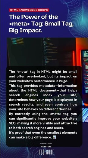 “This Tiny HTML Tag Can Boost Your SEO! 😳🚀” #frontendcourse #coding #html5 #html #meta #frontend
