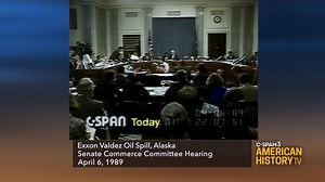 #OnThisDay in 1989, an Exxon Valdez oil tanker struck a reef in Alaska's Prince William Sound, spilling close to 11 million gallons of crude oil. Here's a look back in the C-SPAN archives at this event, including a Senate hearing with Exxon's chairman. Watch the full hearing: https://www.c-span.org/video/?7022-1/alaskan-oil-spill | American History TV