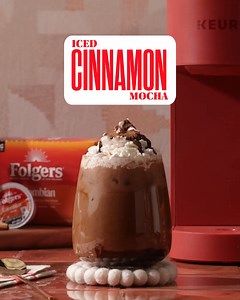 Step up your coffee game with this Iced Cinnamon Mocha recipe. Try Folgers® Half Caff coffee for a lighter caffeine option. | Folgers