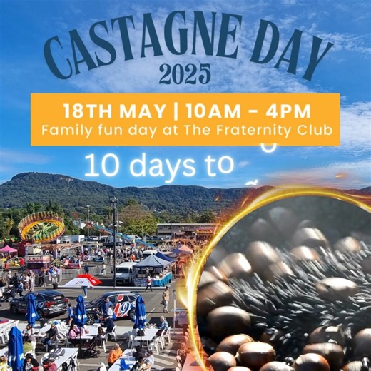 The countdown is ON – Castagne Day returns in just 10 days! 🎉🌰 Get ready for a full day of food, fun, and family tradition Sunday 18 May, 10AM–4PM at The Frat! We’re bringing the biggest celebration yet – with live music, market stalls, delicious eats, carnival rides and all the Castagne (chestnuts!) you can handle. 🎟️ Free entry for all – and don’t forget to grab your Unlimited Kids Rides Ticket online and save $10! Mark the calendar, spread the word, and get set for a spectacular day at The