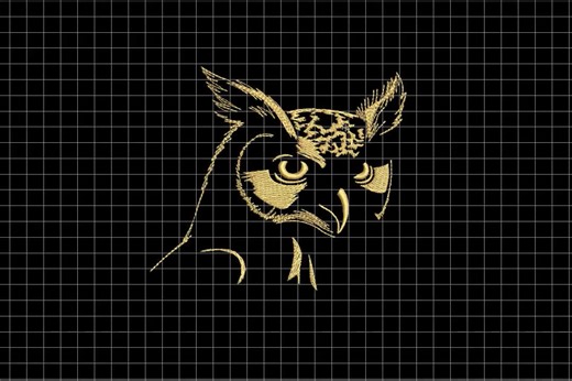 Elegant Owl Embroidery Design, Cute Owl Head Machine Embroidery Design, 4 Sizes, Instant Download File