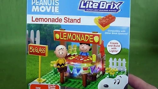 The Peanuts Movie 2015 Lite Brix Lemonade Stand Lego Set Toy Review with Charlie Brown and Lucy- - video Dailymotion