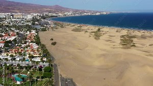 View of the Natural Reserve of Dunes of Maspalomas, in Gran Canaria, Canary Islands, Spain. Beautiful view of Maspalomas Dunes on Gran Canaria, Canary Islands, Spain.
