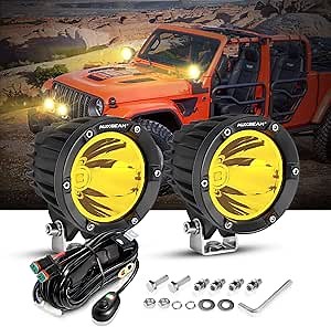 Nilight 6 inch Amber LED Light Bar 2PCS 18W Spot Driving Fog Single Row Off Road Boat Lights Driving Bumper Reverse Lighting for Trucks SUV ATV UTV Golf Cart