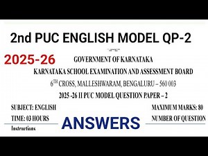 2nd puc English model question paper 2 key answers 2025-26