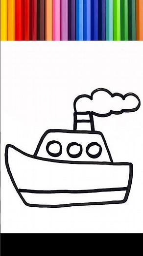 🌈 Drawing, painting, and coloring a boat for kids. ⭐ #134