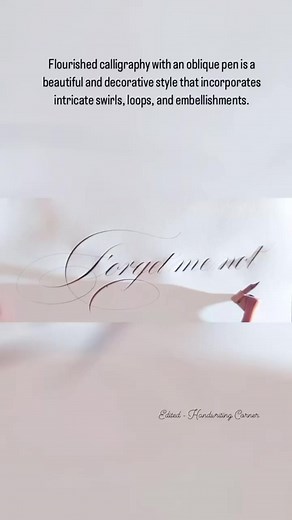 Flourished calligraphy adds an extra layer of beauty and sophistication to your lettering projects. Whether it’s creating elegant wedding invitations, decorative certificates, or personalised gifts, flourished calligraphy with an oblique pen allows you to infuse your creations with timeless charm and artistry. Happy flourishing! 🖋️✨#calligraphy #flourishedcalligraphy #moderncalligraphy #artistic | 𝓗𝓪𝓷𝓭𝔀𝓻𝓲𝓽𝓲𝓷𝓰 𝓒𝓸𝓻𝓷𝓮𝓻