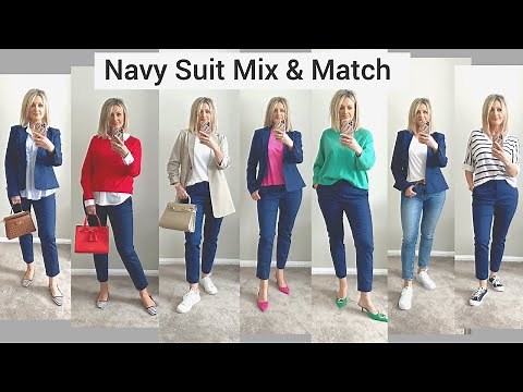Mix And Match Navy Trousers/Pants Suit Outfit Ideas