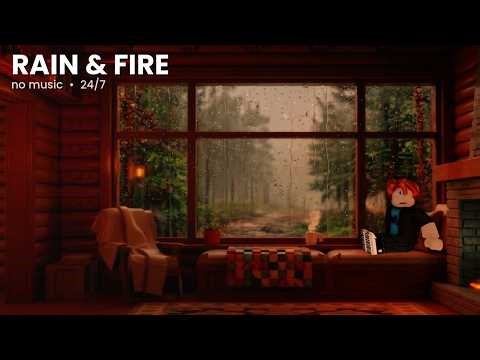 Cozy Rain, Thunder & Fireplace 🌧🔥 Cat & No Music | Sleep, Study, Relax — Rain Kid