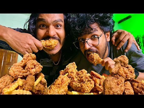 2 full😱 fried chicken🍗 eating challenge with my brother