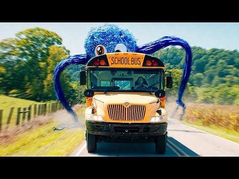 Big Blue Monster Chases School Bus - SKETCH Movie Clip (2025)