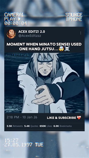 Minato sensei used one hand jutsu....🤯☠️😱#naruto #minato #amv #anime #foryou