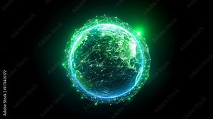 Glowing Earth with interconnected lines symbolizes the power of connectivity and collaboration for a sustainable future