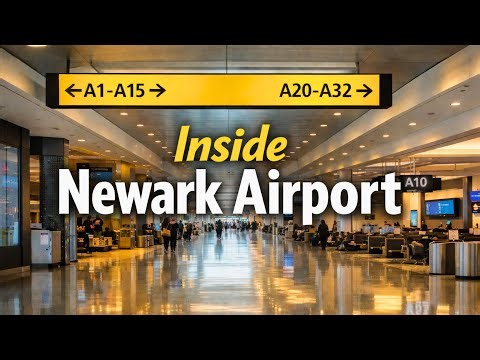 Newark Airport Terminal A Concourse Walk | Gates A1–A32 (4K)