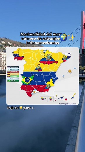 SuperMapas🗺. En éste mapa vemos el número del mayor número de extranjeros latinoamericanos en España‼️ Sigueme para más #mapas 🌍✨. #fyp #parati #españa #latinoamerica #destacame
