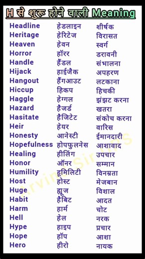 25 Important English Words Starting With H/25 Words Starting with Letter H/Word Meanings Starting...