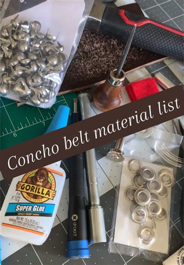 Bear with me. Pt 1 of the corset style concho belt making process. Materials for said belt