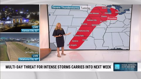 Multiday severe risk spreads to Midwest starting Monday