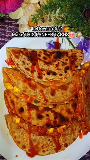 Paneer TACOS with leftover rotis | Easy Indian fusion snack | 10-min budget recipe😍🌮 #shorts