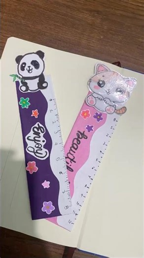 Cute Panda & Kitty DIY Paper Ruler 🐼🐱📏 #shorts