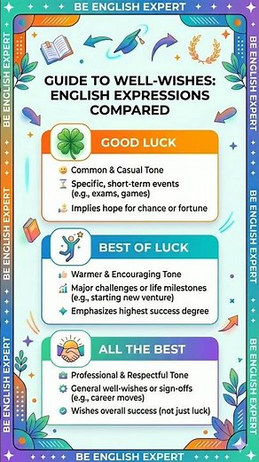 Good Luck vs Best of Luck vs All The Best 🤔 Which One to Use?#english#grammar