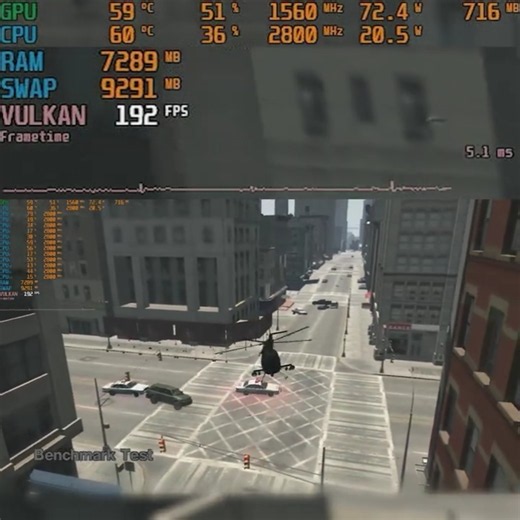 GTA IV TBoGT VERY LOW graphics preset #benchmark #gta4 #gtaiv #gta4yeflc #dxvk #shorts