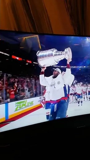 girl in white dress flashing capitals 2018 NHL final game