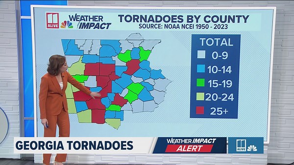 These north Georgia counties have had the most tornadoes since 1950