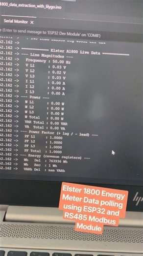 Elster 1800 Energy Meter Data polling using ESP32 and RS485 Modbus Module #iot #modbus #rs485