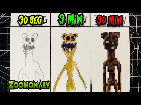 Drawing MONSTER BEAR in 30 sec, 3 min, 30 min | SPEED DRAWING ZOONOMALY