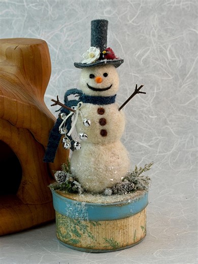 OOAK Snow Person - Needle-felted Snowman - Winter Decor - Christmas Decoration - Holiday Decoration - Etsy